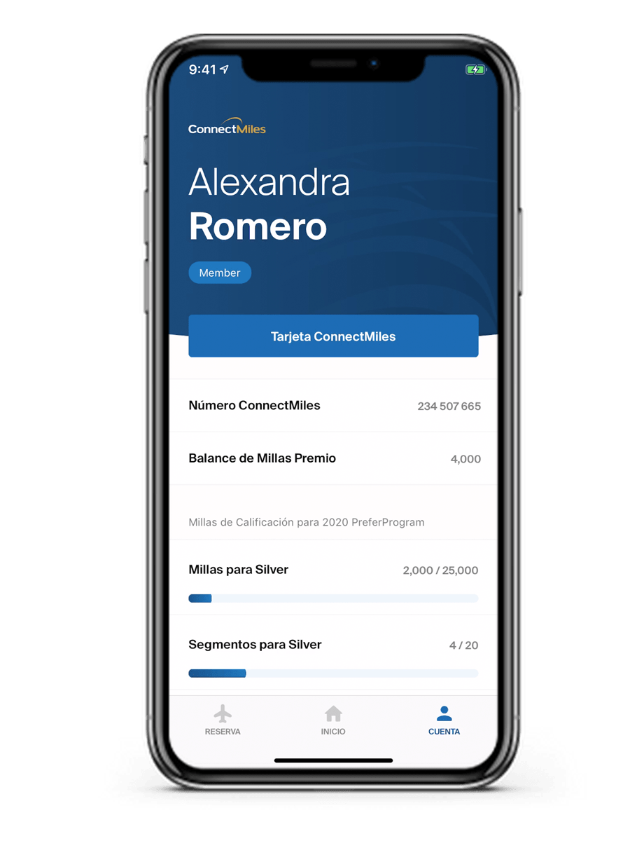 Funcionalidades de ConnectMiles en la App de Copa