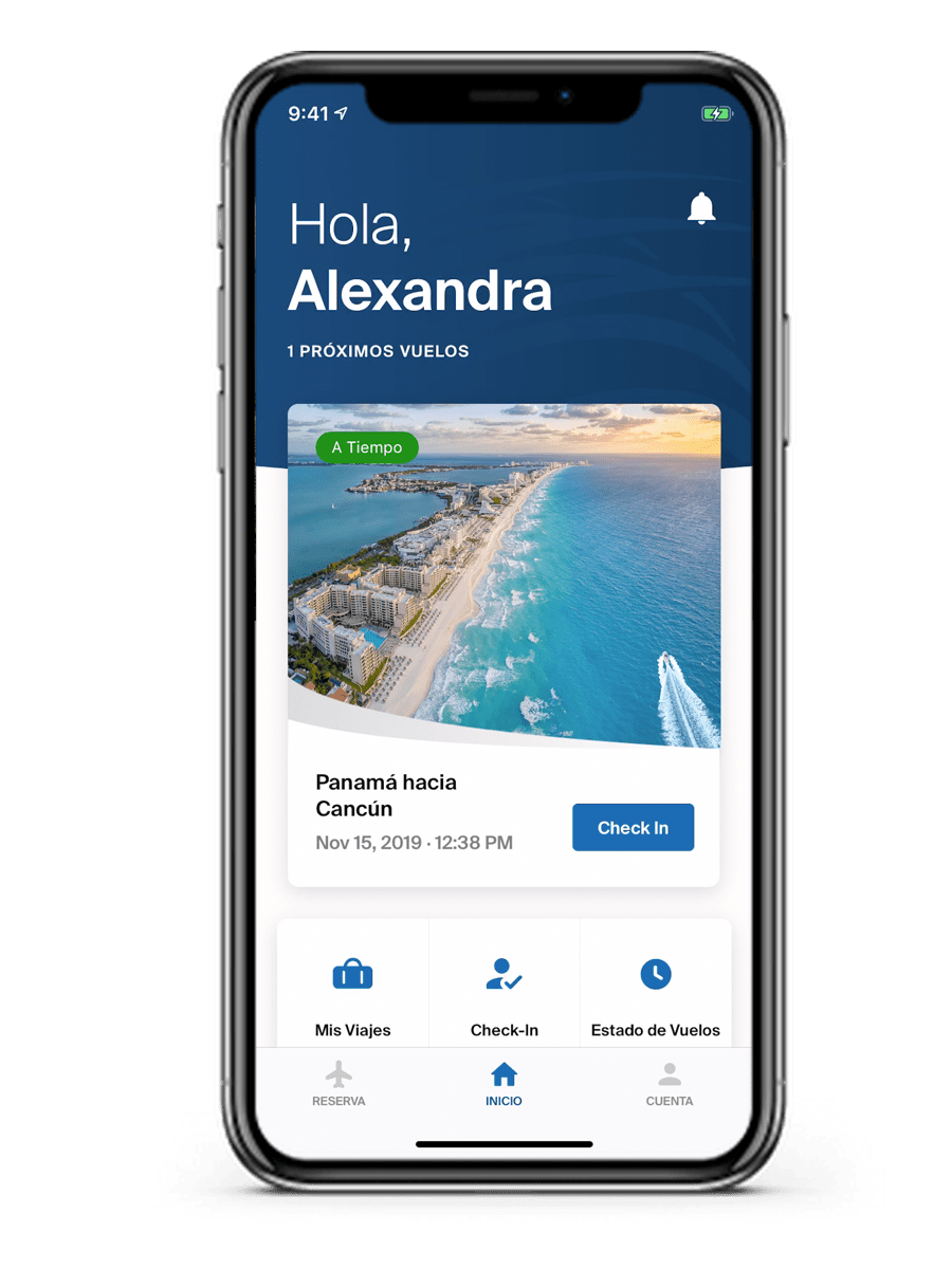 Pantalla de inicio de la App de Copa