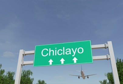 Avião comercial que chega no aeroporto de Chiclayo
