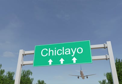 Commercial airplane arriving to the airport in Chiclayo